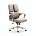 Sedia ergonomica in tessuto beige con supporto lombare e braccioli 60 x 60 x 110cm
