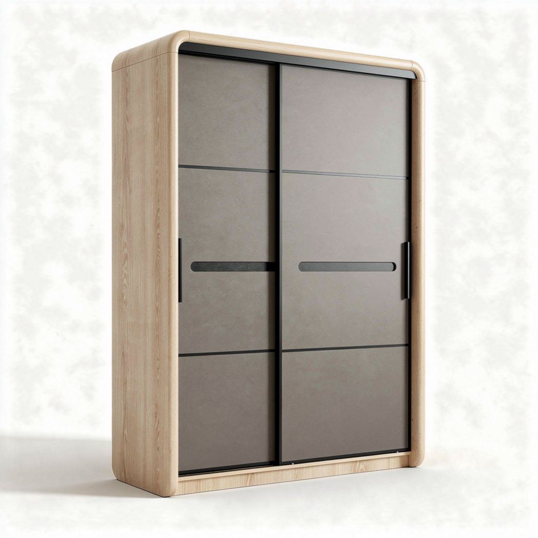 Armadio scorrevole in legno e vetro 120 x 60 x 180 cm colore naturale
