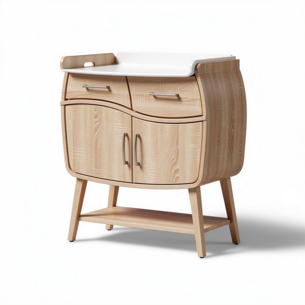 Cambiamosca in legno naturale con cassetti e ripiano dimensioni 80 x 45 x 90cm