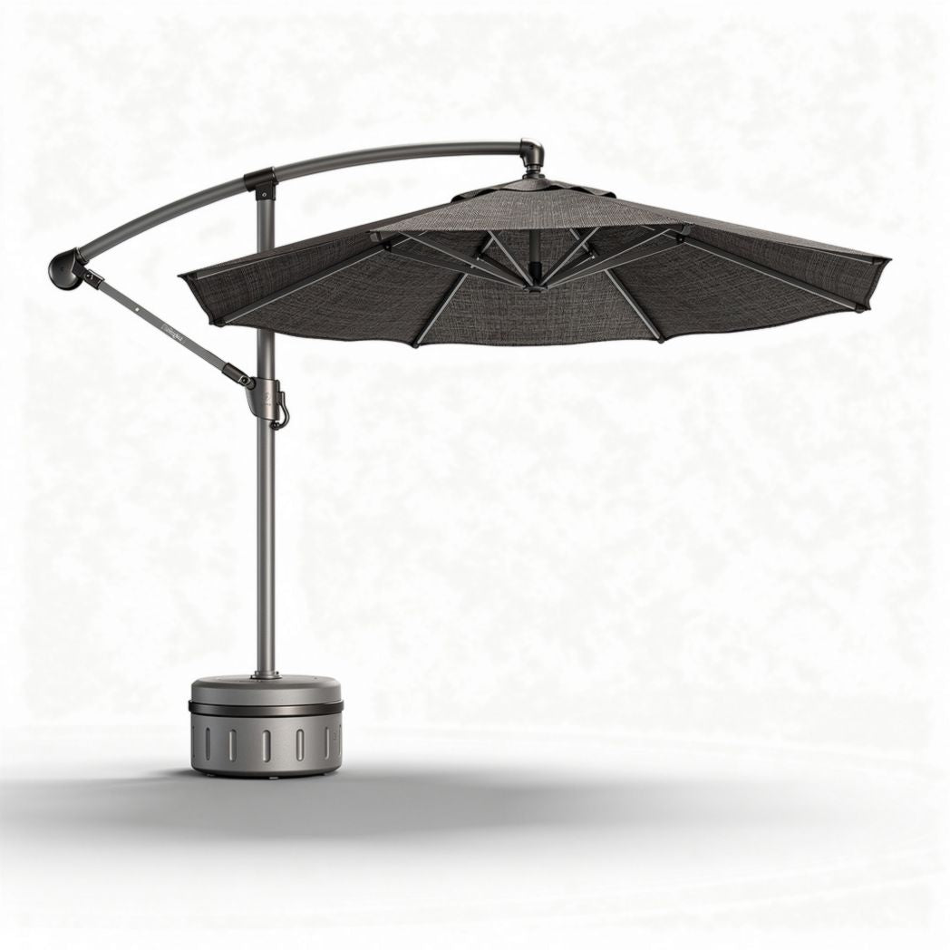 Ombrellone da giardino con struttura in alluminio e tessuto grigio 250 x 250 x 270cm