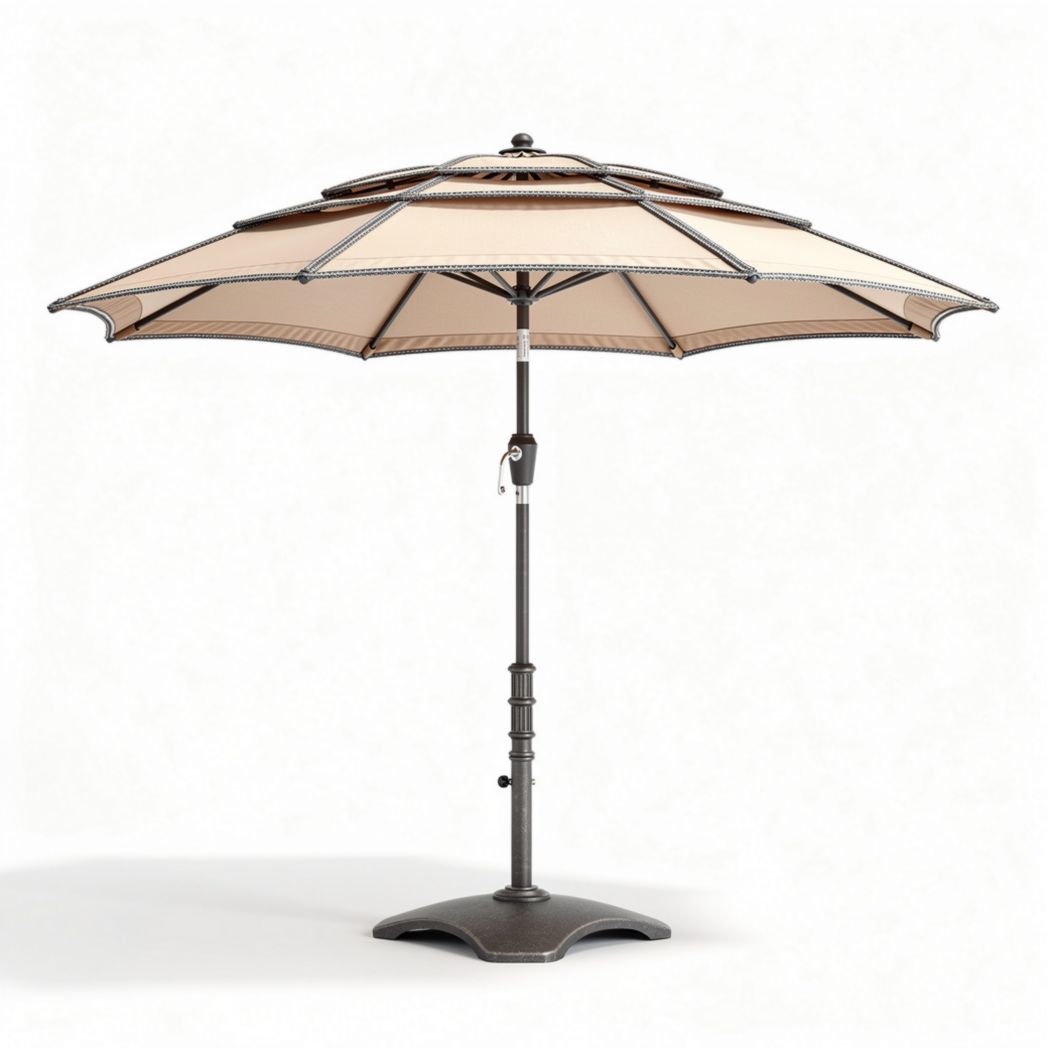 Ombrellone da giardino in alluminio beige con struttura regolabile 180 x 180 x 250cm