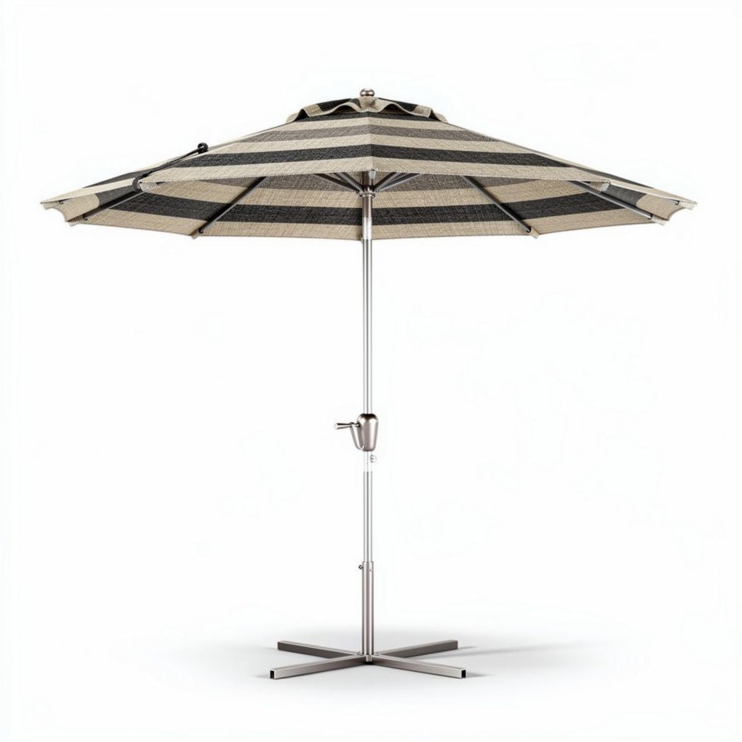 Ombrellone da giardino con struttura in alluminio e tessuto a strisce 200 x 200 x 250cm