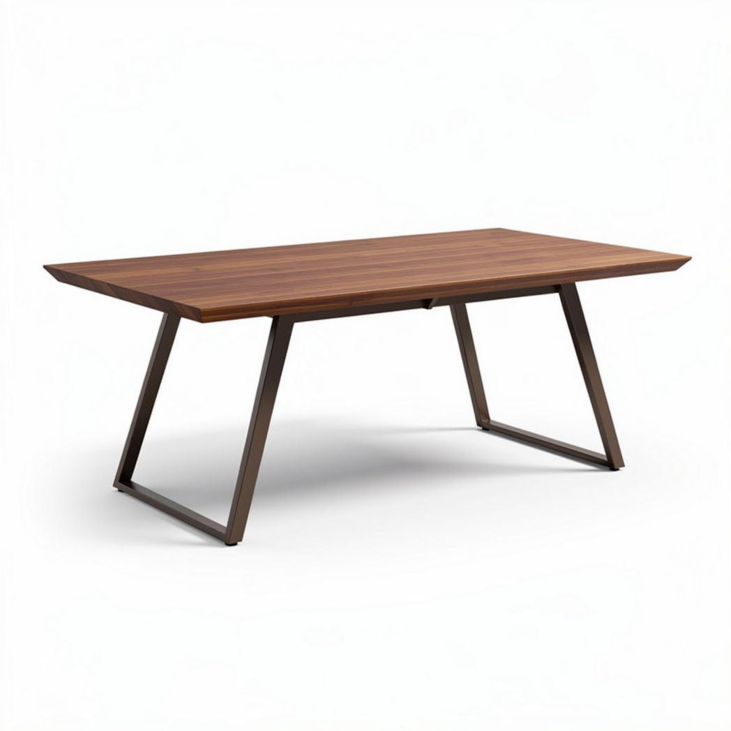 Tavolo da pranzo in legno scuro con struttura in metallo 200 x 100 x 75 cm